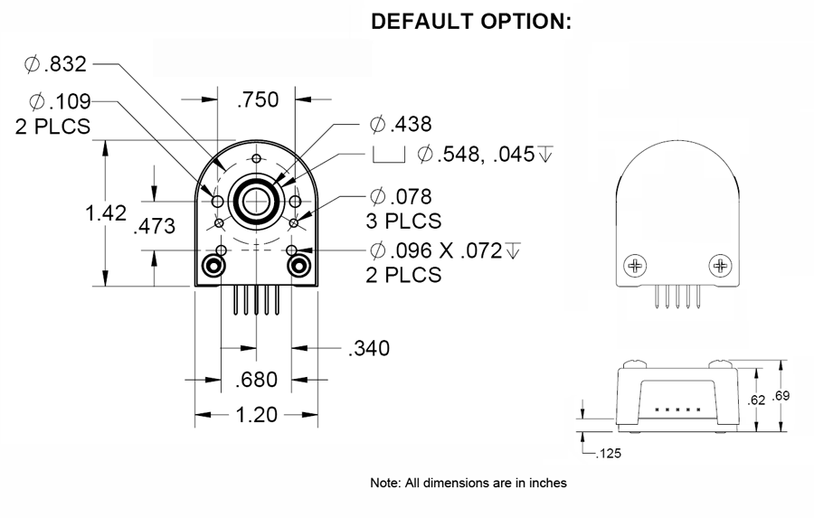 Optical Incremental Rotary - ENC-A2I Dimensions